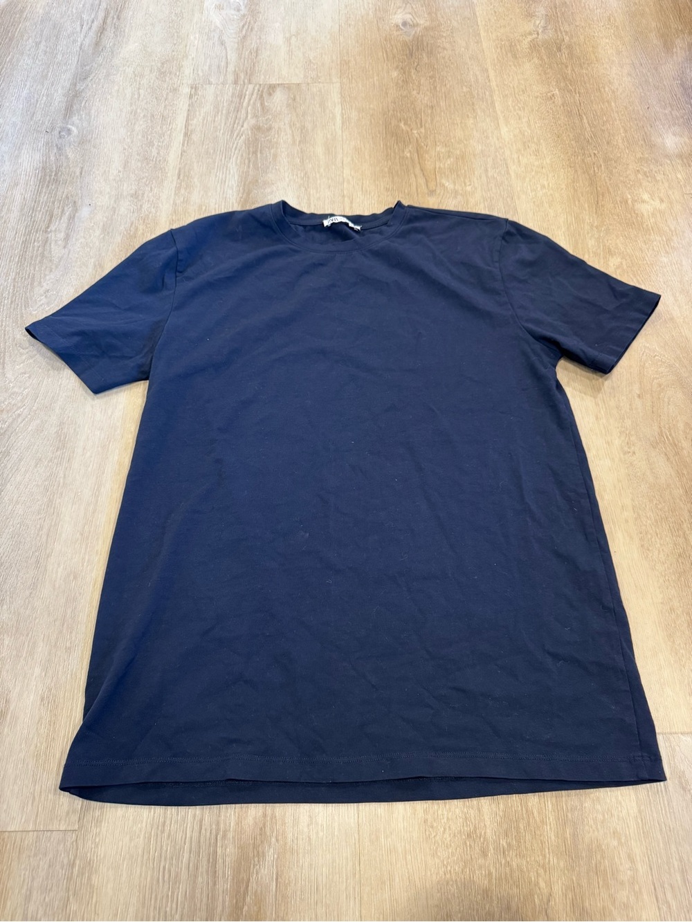Zara Black Basic Slim Fit Crew Neck T-Shirt